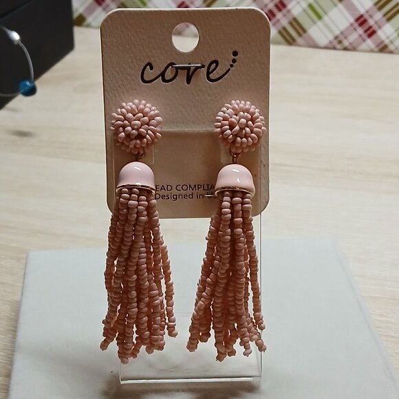 NWT Fashion Jewelry Core Pale Pink Tassel Earrings #15 - Picture 6 of 8